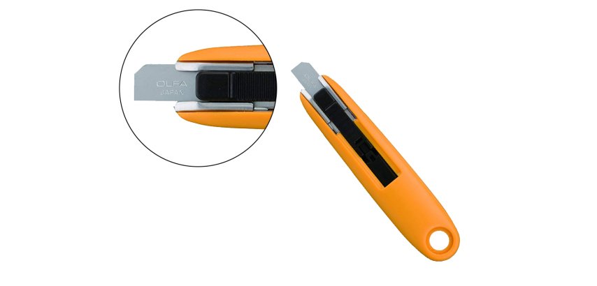 Cortador de seguridad olfa cuchilla ancha 12,5mm formato compacto con cuerpo de acero inoxidable