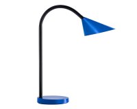 Lampara de escritorio unilux sol led 4w brazo flexible abs y metal azul base 14 cm diametro