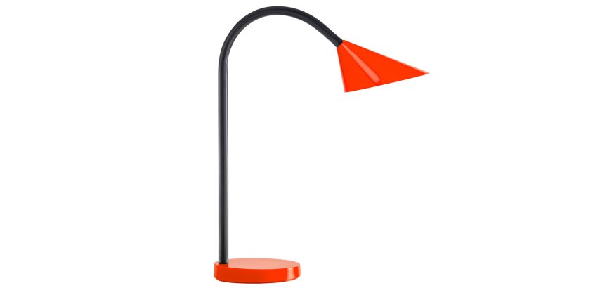 Lampara de escritorio unilux led 6w 625lm brazo flexible rojo