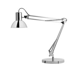 Lampara de escritorio unilux success 80 led brazo doble articulado cromado 40x40 cm base 20 cm diametro