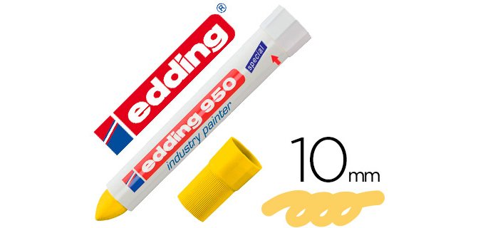 Marcador edding permanente 950 pasta opaca amarilla punta redonda 10 mm para superficies oxidadas o