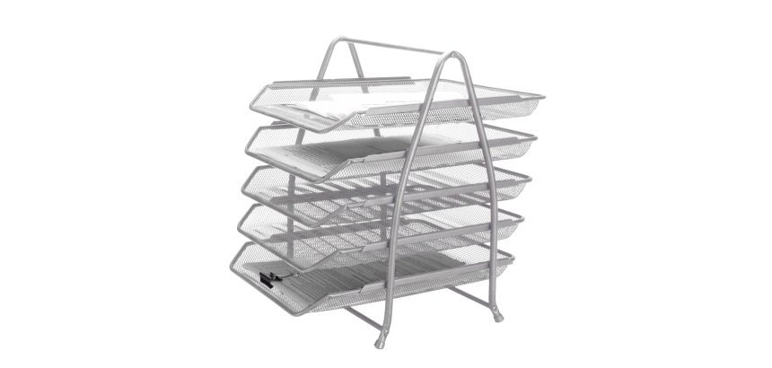 Bandeja sobremesa metalica q-connect kf18476 rejilla plata 5 bandejas movibles 350x275x375 mm