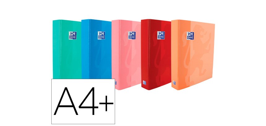 Carpeta de anillas oxford school din a4+ tapa extradura 4 anillas 40 mm colores tendencias surtidos surtidos