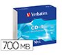 Cd-rom verbatim extra proteccion capacidad 700mb velocidad 52x 80 min pack de 10 unidades caja slim