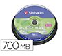 Cd-rw verbatim serl capacidad 700mb velocidad 12x 80 min tarrina de 10 unidades