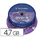 Dvd+r verbatim capacidad 4.7gb velocidad 16x 120 min tarrina de 25 unidades