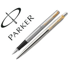 Juego parker duo jotter acero gt boligrafo + pluma