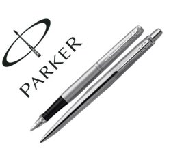 Juego parker duo jotter acero ct boligrafo + pluma