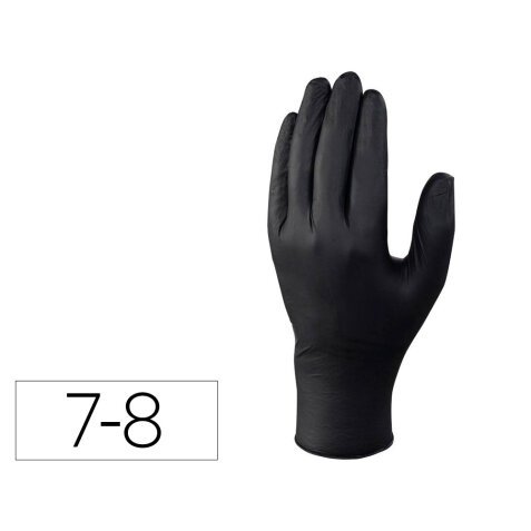 Guantes deltaplus de nitrilo desechable negro caja de 100 unidades talla 7-8