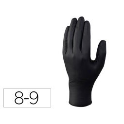 Guantes deltaplus de nitrilo desechable negro caja de 100 unidades talla 8-9