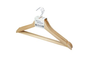 Percha kerkom madera natural barnizada pack de 3 unidades