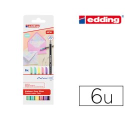Rotulador edding punta fibra 1200 pastel punta redonda 1 mm estuche de 6 unidades colores surtidos