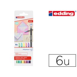 Rotulador edding punta fibra 1200 pastel punta redonda 1 mm estuche de 6 unidades colores surtidos