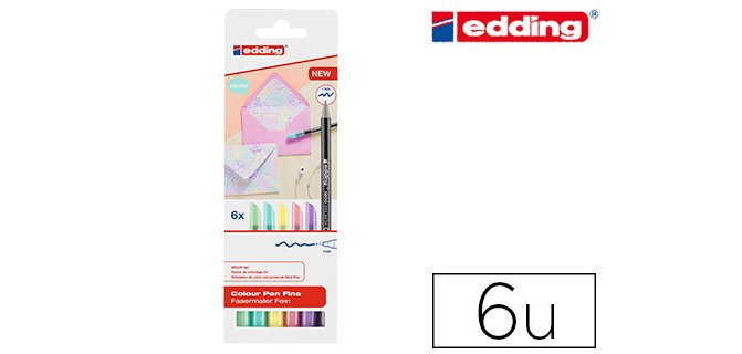 Rotulador edding punta fibra 1200 pastel punta redonda 1 mm estuche de 6 unidades colores surtidos