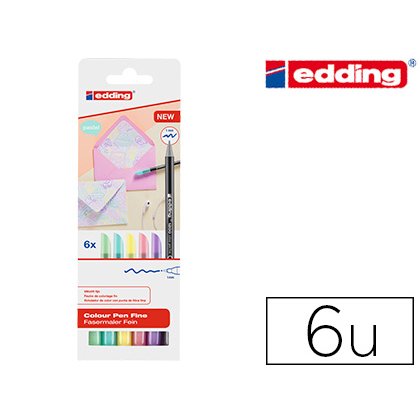 Rotulador edding punta fibra 1200 pastel punta redonda 1 mm estuche de 6 unidades colores surtidos