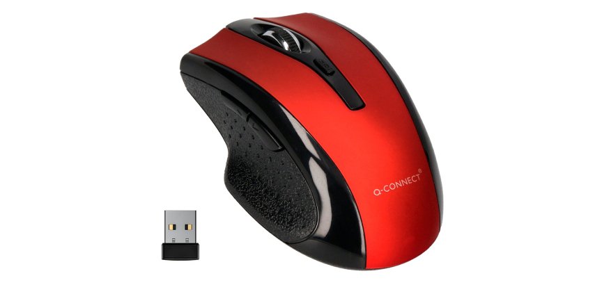 Ratónn q-connect óptico inalámbrico 1000 dpi receptor usb 2,4 ghz rojo