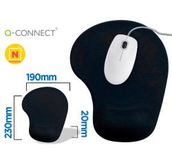 Alfombrilla para raton q-connect reposamuñecas de gel color negro 190x230x20 mm