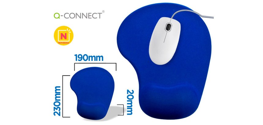 Alfombrilla para raton q-connect reposamuñecas de gel color azul 190x230x20 mm