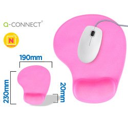 Alfombrilla para ratón q-connect reposamuñecas de gel color rosa 190x230x20 mm