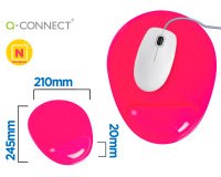 Alfombrilla para ratón q-connect reposamuñecas de gel pvc color rosa 210x245x20 mm