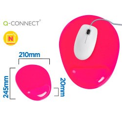 Alfombrilla para ratón q-connect reposamuñecas de gel pvc color rosa 210x245x20 mm