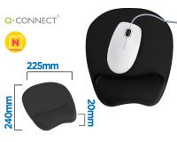 Alfombrilla para raton q-connect con reposamuñecas ergonomica de gel color negro 225x240x20 mm