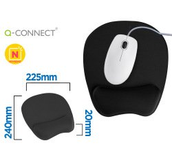 Alfombrilla para raton q-connect con reposamuñecas ergonomica de gel color negro 225x240x20 mm