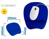 Alfombrilla para raton q-connect con reposamuñecas ergonomica de gel color azul 225x240x20 mm