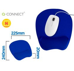 Alfombrilla para raton q-connect con reposamuñecas ergonomica de gel color azul 225x240x20 mm