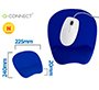 Alfombrilla para raton q-connect con reposamuñecas ergonomica de gel color azul 225x240x20 mm