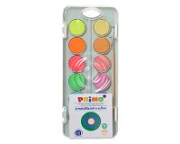 Acuarela primo 8 colores metal + 4 colores neon con pincel y paleta de mezcla estuche de plastico