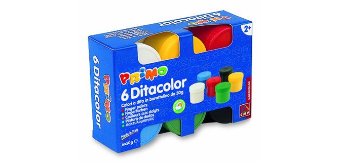 Pintura de dedos primo 50 g caja de 6 unidades colores surtidos