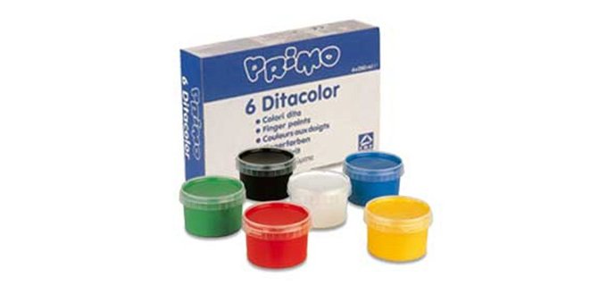 Pintura de dedos primo 250 g caja de 6 unidades colores surtidos