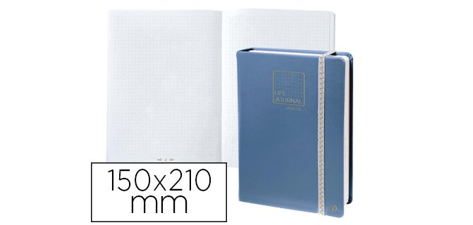 Libreta quo vadis life journal infinite dots puntos 15x21 cm 224 hojas tapa similpiel azul