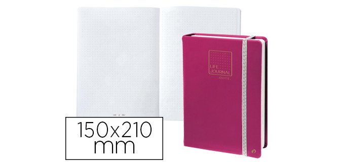 Libreta quo vadis life journal infinite dots puntos 15x21 cm 224 hojas tapa similpiel ciruela