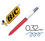 Boligrafo bic cuatro colores shine rojo punta de 1 mm
