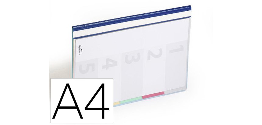 Carpeta dossier fástener plástico Duraclip® A4 con 5 separadores e indice lomo, capacidad 30 hojas color azul