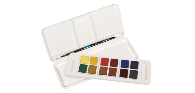 Acuarela daler rowney aquafine travel set con pincel caja de 12 colores surtidos