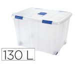 Contenedor plastico plasticforte 130 litros n 16 transparente con tapa 480x740x540 mm