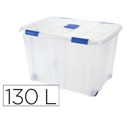 Contenedor plastico plasticforte 130 litros n 16 transparente con tapa 480x740x540 mm