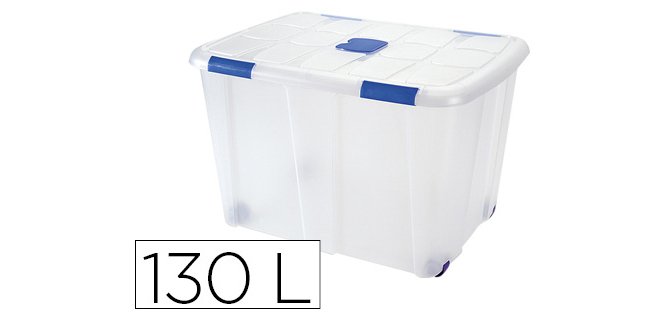 Contenedor plastico plasticforte 130 litros n 16 transparente con tapa 480x740x540 mm