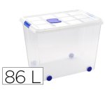 Contenedor plastico plasticforte 86 litros n 8 transparente con tapa 470x620x450 mm