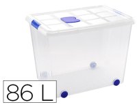 Contenedor plastico plasticforte 86 litros n 8 transparente con tapa 470x620x450 mm