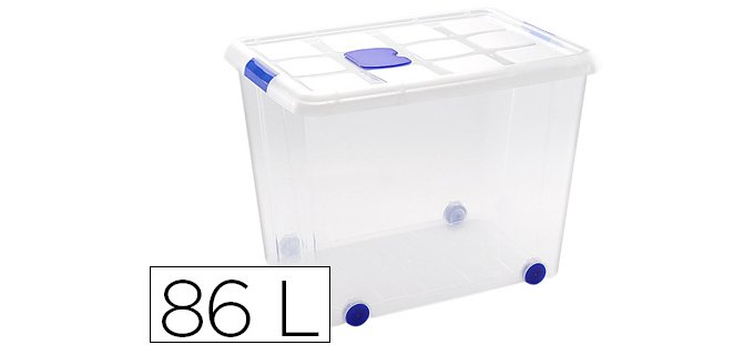Contenedor plastico plasticforte 86 litros n 8 transparente con tapa 470x620x450 mm