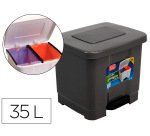 Papelera contenedor plasticforte plastico con pedal 2 compartimentos 35 litros gris oscuro