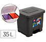 Papelera contenedor plasticforte plastico con pedal 2 compartimentos 35 litros gris oscuro