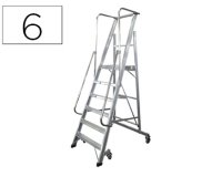 Escalera movil ktl de aluminio con plataforma y guardacuerpos plegable 6 peldaños serie 2xl-s