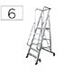 Escalera movil ktl de aluminio con plataforma y guardacuerpos plegable 6 peldaños serie 2xl-s