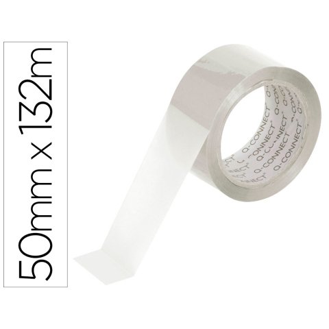 Cinta adhesiva polipropileno transparente 45 micras q-connect 132 m x 50 mm