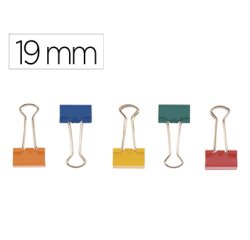 Pinza metalica q-connect reversible n.1 19 mm caja de 10 unidades colores surtidos